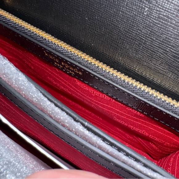 KATE SPADE MORGAN STENCIL HEARTS FLAP CHAIN WALLET CROSSBODY W/DUSTBAG NWT - Picture 5 of 12